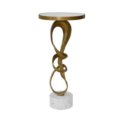 Round Sculptural Loop Base Side Table In Antique Brass With Inset ...