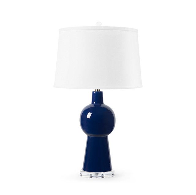 Astrid Lamp with Shade 17-inch White Linen, with Nickel, Nocturne Blue - Nocturne Blue