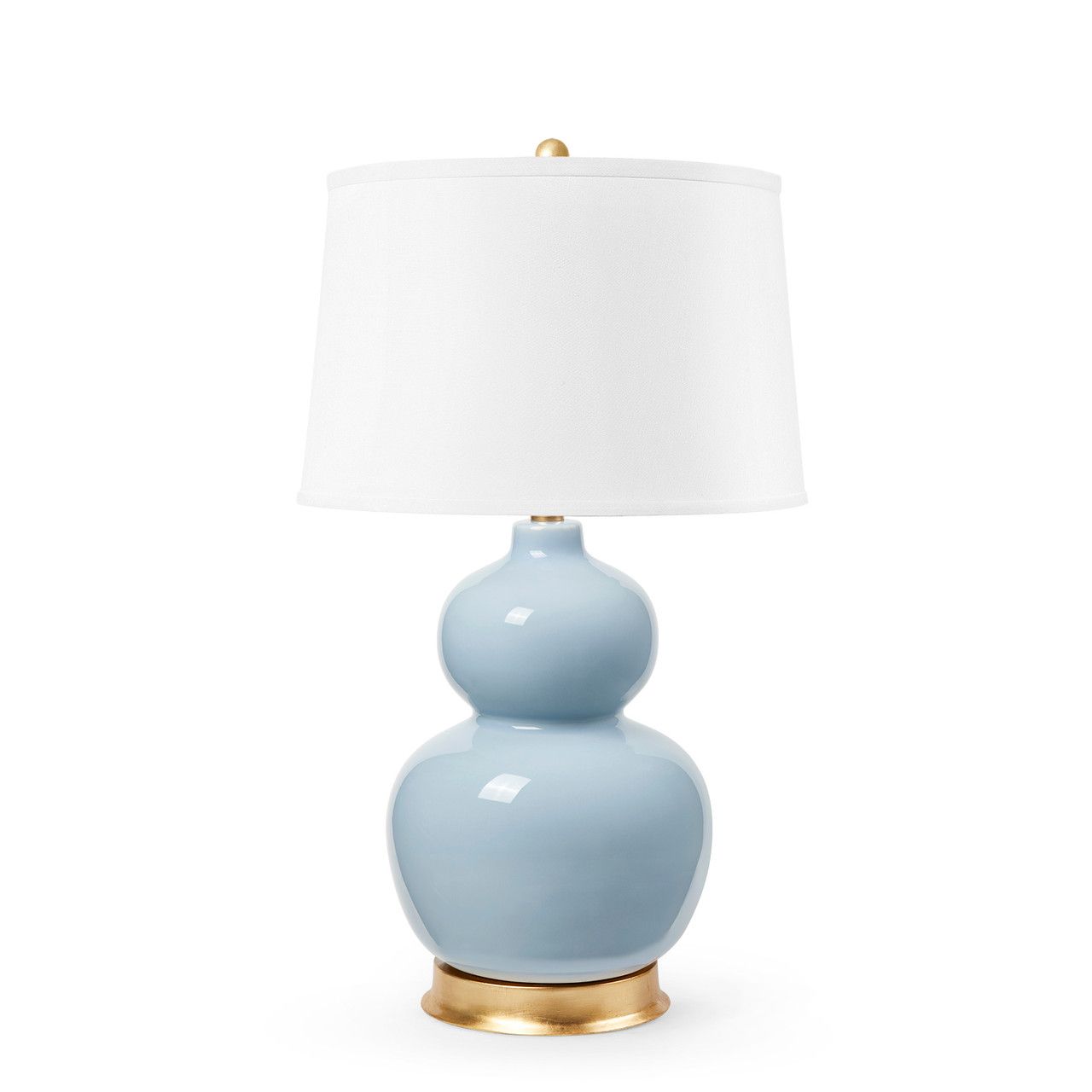 Jade Lamp with Shade 17-inch White Linen, with Gold, Periwinkle Blue - Periwinkle Blue