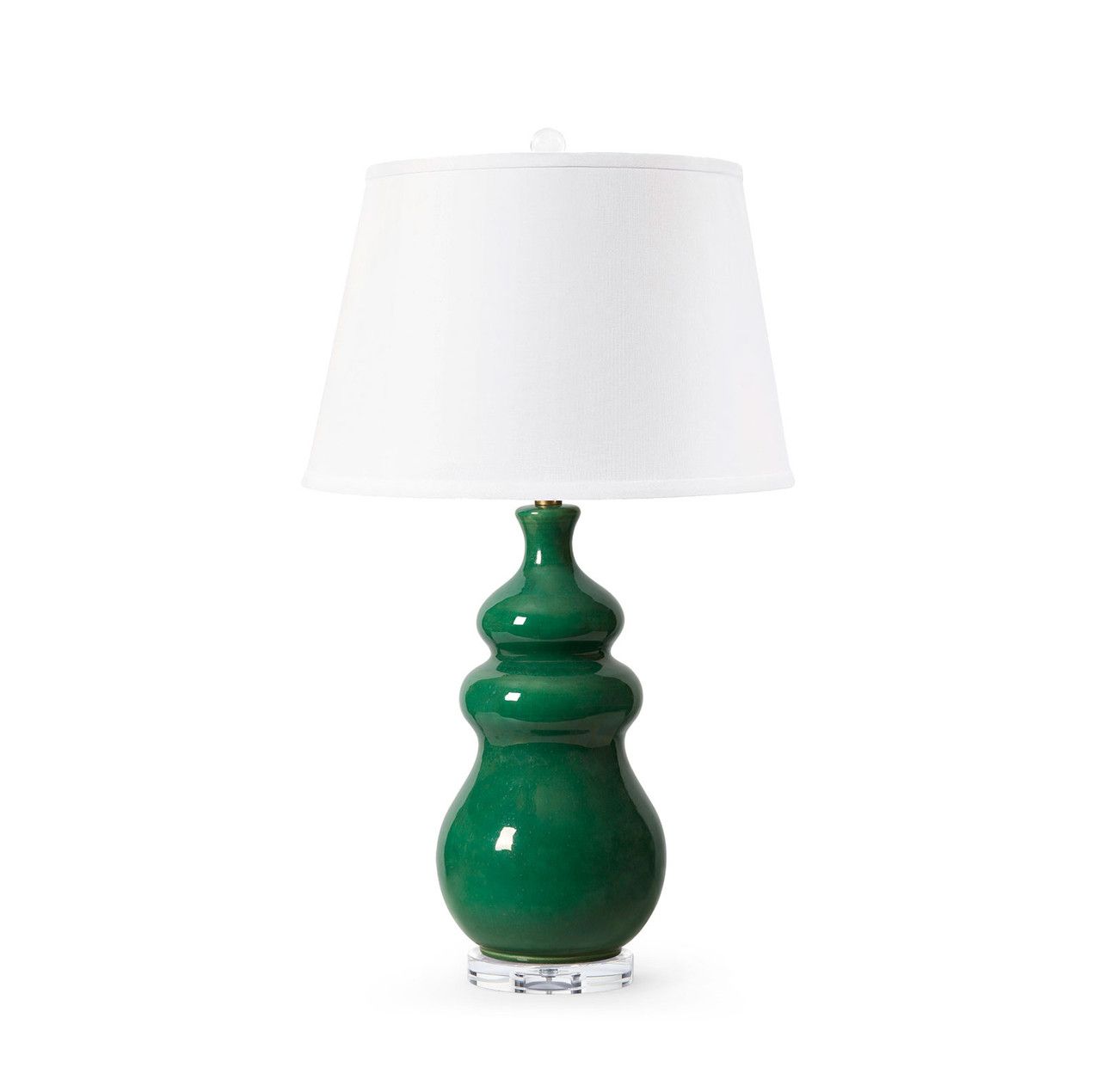 Maila Lamp with Shade 16-inch White Linen, with Gold, Basil Green - Basil Green