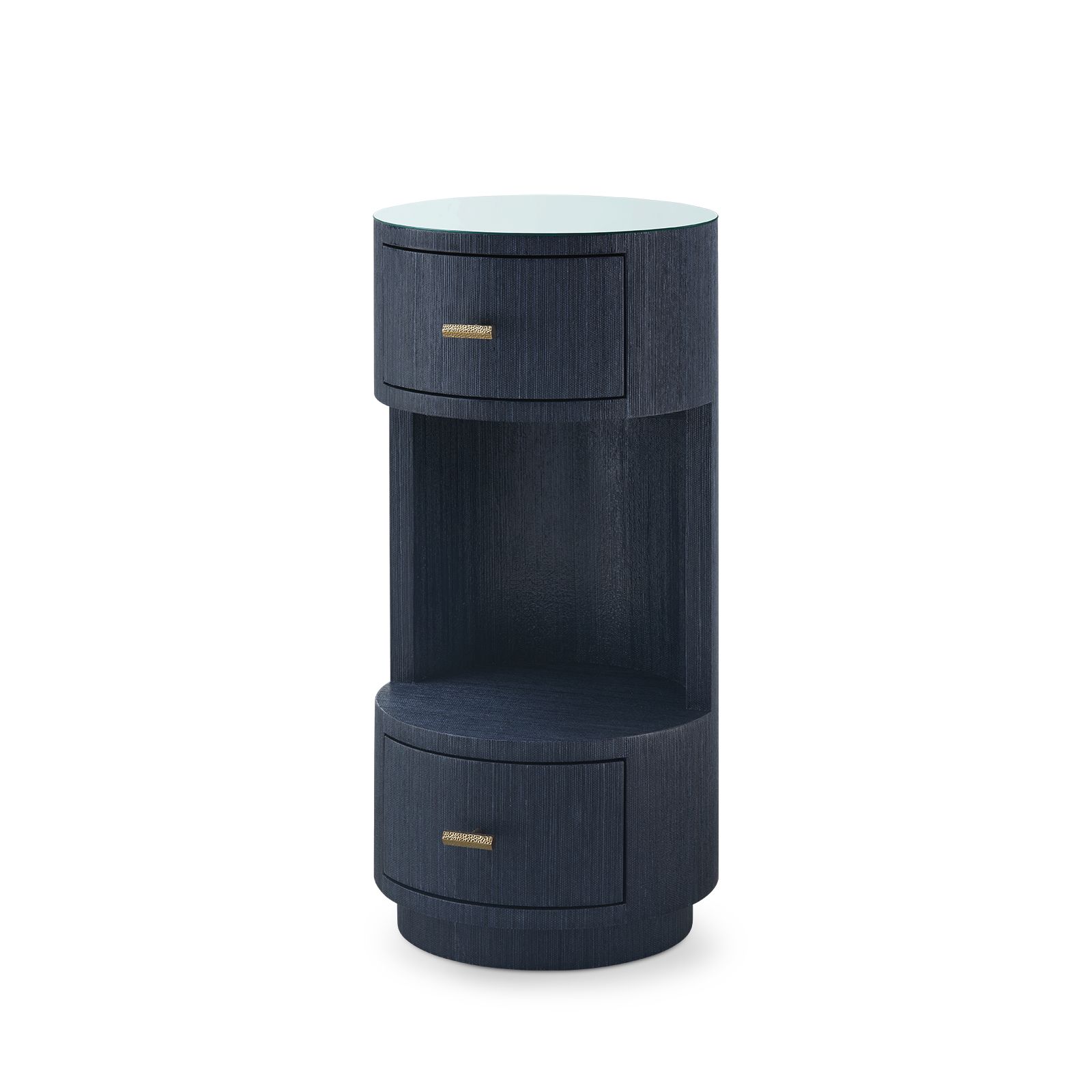 Aaron 2-Drawer Side Table with Glass Top, Selvage Blue - Selvage Blue