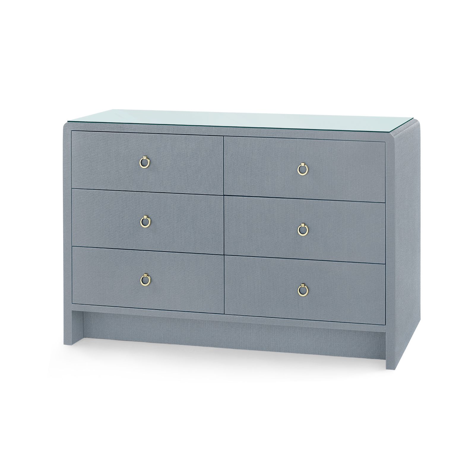 Bryant Linen Extra Large 6-Drawer with Glass Top, Winter Gray - Winter Gray
