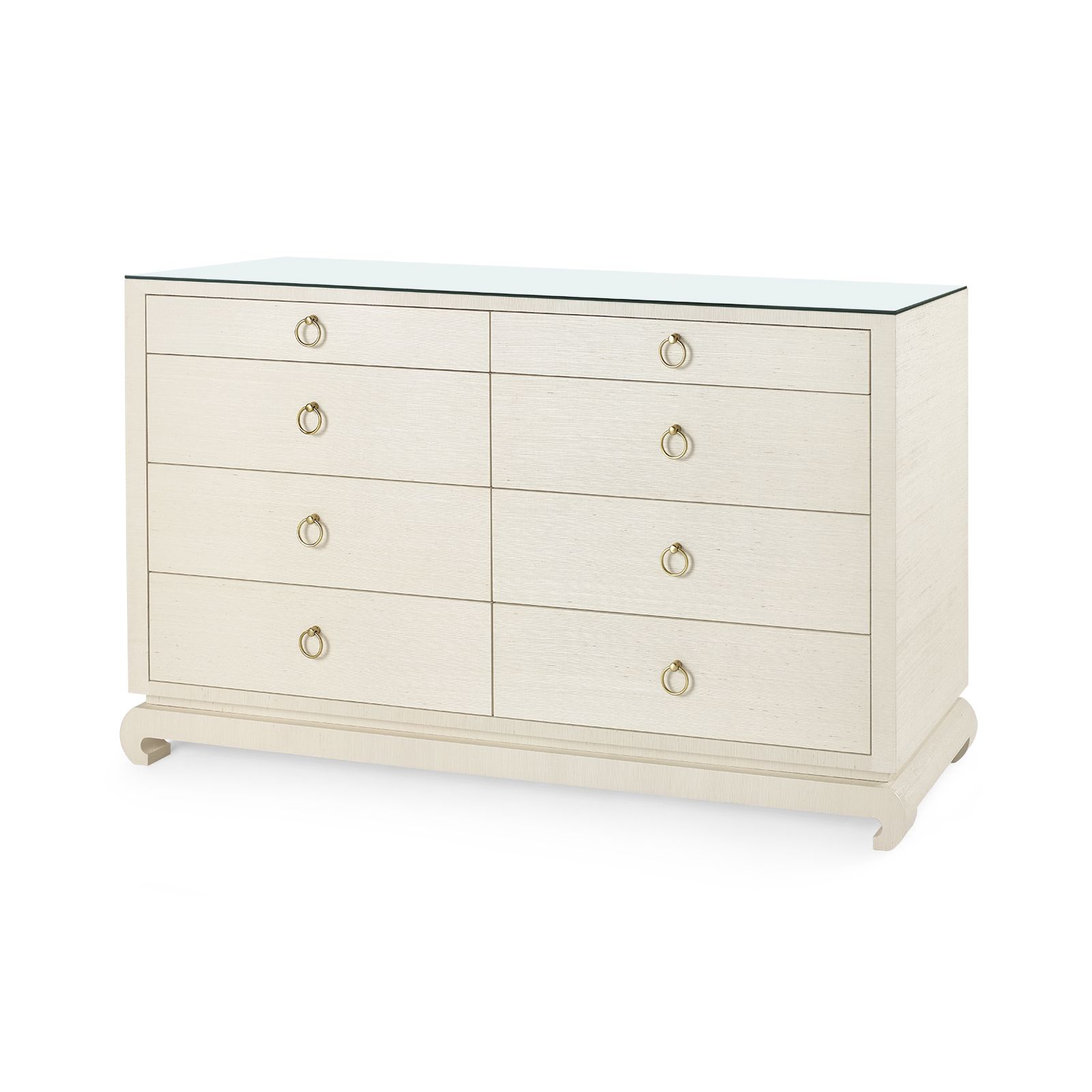 Ming Extra Large 8-Drawer with Glass Top, Canvas Cream - Canvas Cream