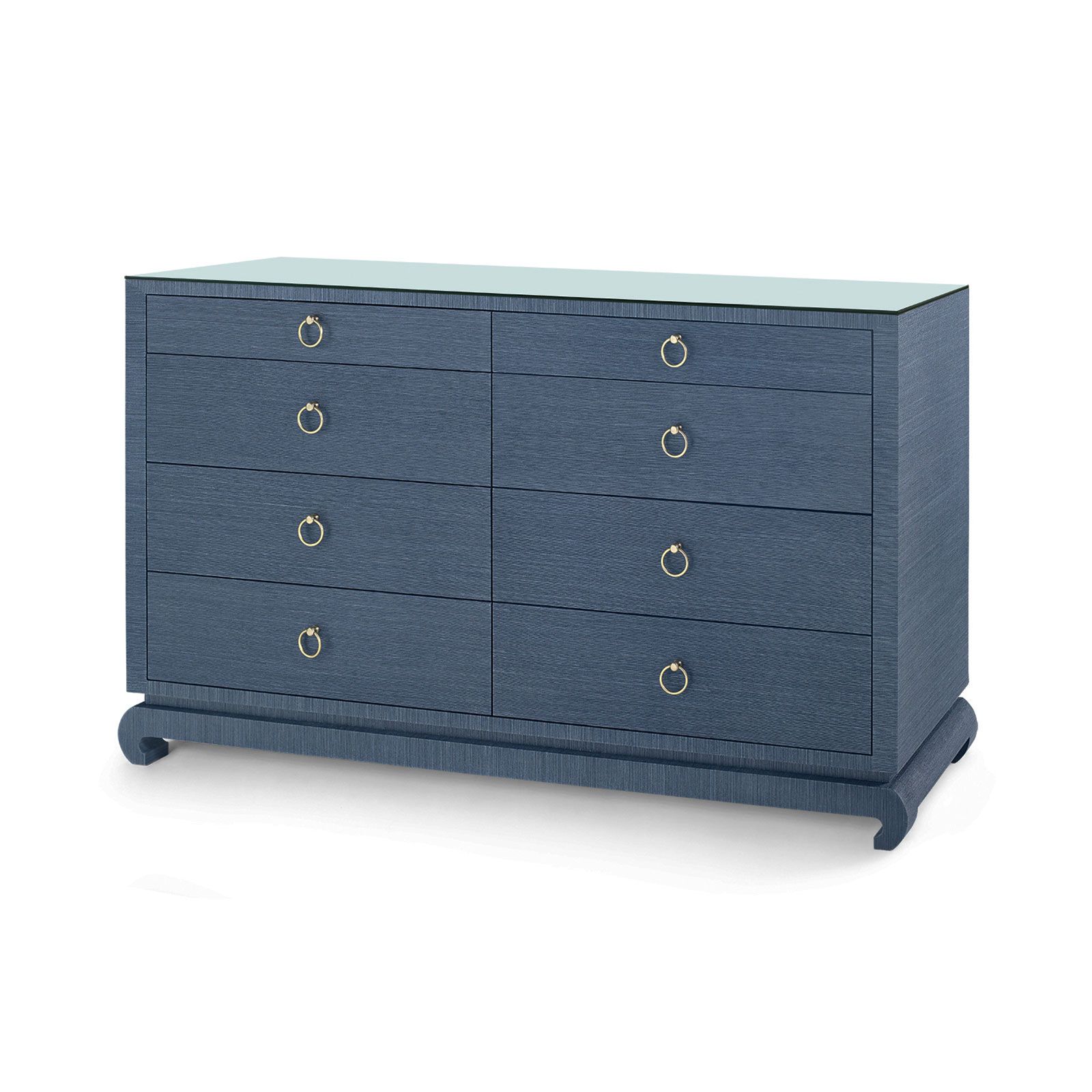 Ming Extra Large 8-Drawer with Glass Top, Navy Blue - Navy Blue