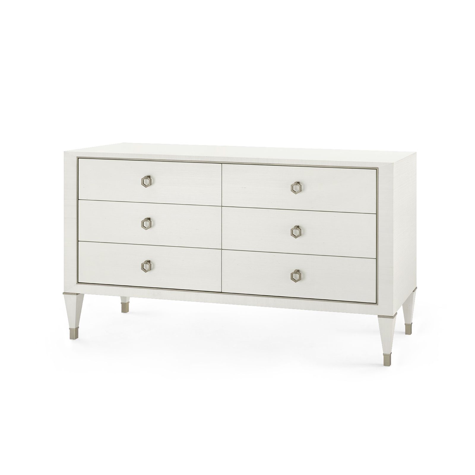 Morris Extra Large 6-Drawer with Glass Top, Sand White - Sand White