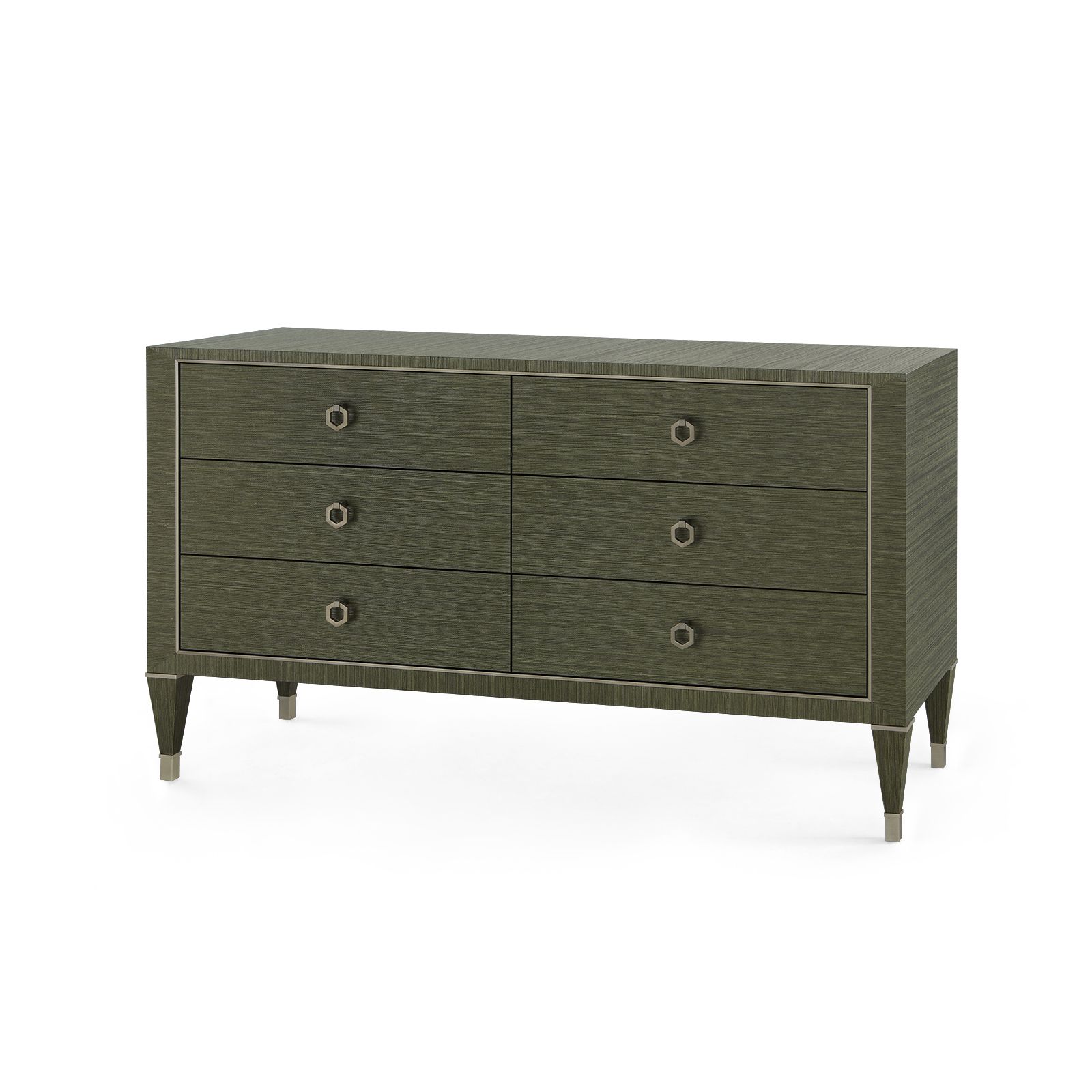 Morris Extra Large 6-Drawer with Glass Top, Deep Olive - Deep Olive