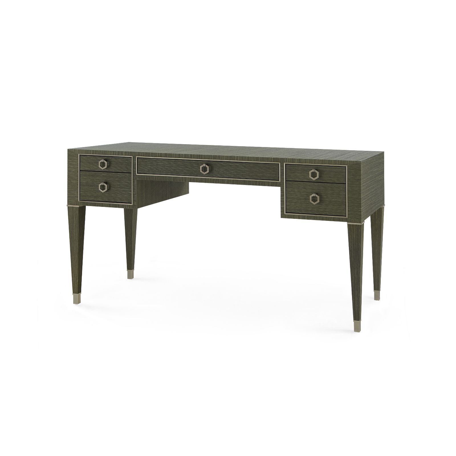 Morris Desk with Glass Top, Deep Olive - Deep Olive
